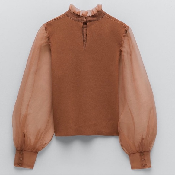 NWT ZARA Organza Knit Top M Blogger’s Favorite - Picture 4 of 5